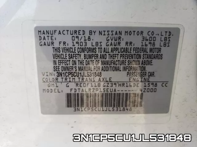 3N1CP5CU1JL531848 фото 2