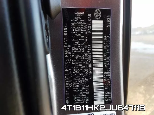 4T1B11HK2JU647118 фото 2