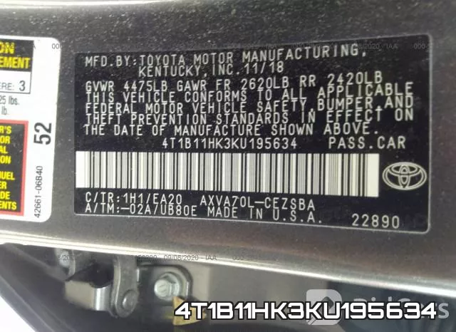 4T1B11HK3KU195634 фото 10