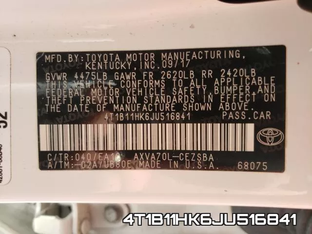 4T1B11HK6JU516841 фото 2