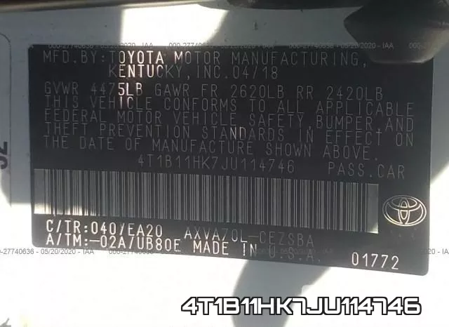 4T1B11HK7JU114746 фото 10