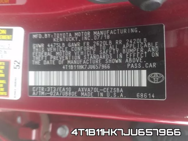 4T1B11HK7JU657966 фото 2