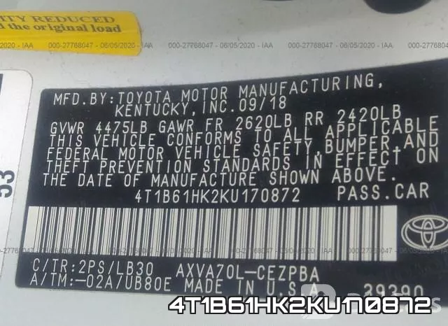 4T1B61HK2KU170872 фото 10