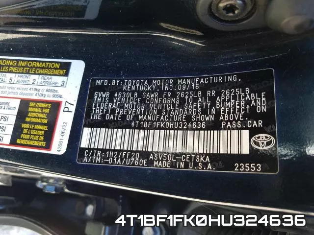 4T1BF1FK0HU324636 фото 2