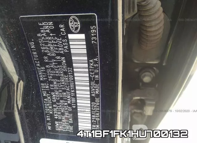 4T1BF1FK1HU700132 фото 10