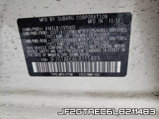 JF2GTAEC6L8211483 фото 2