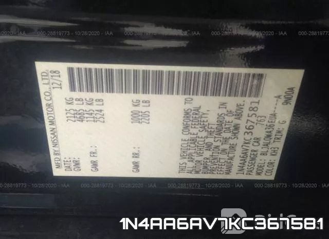 1N4AA6AV7KC367581 фото 10
