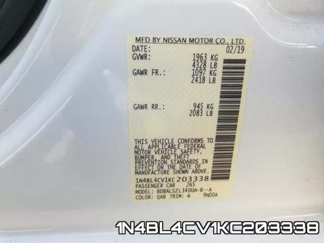 1N4BL4CV1KC203338 фото 2