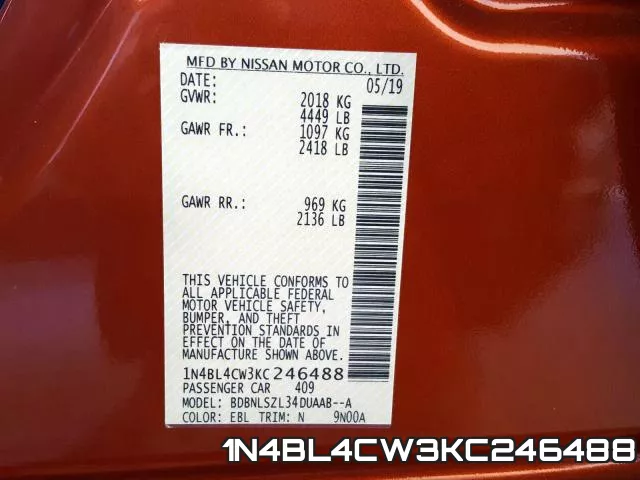 1N4BL4CW3KC246488 фото 2