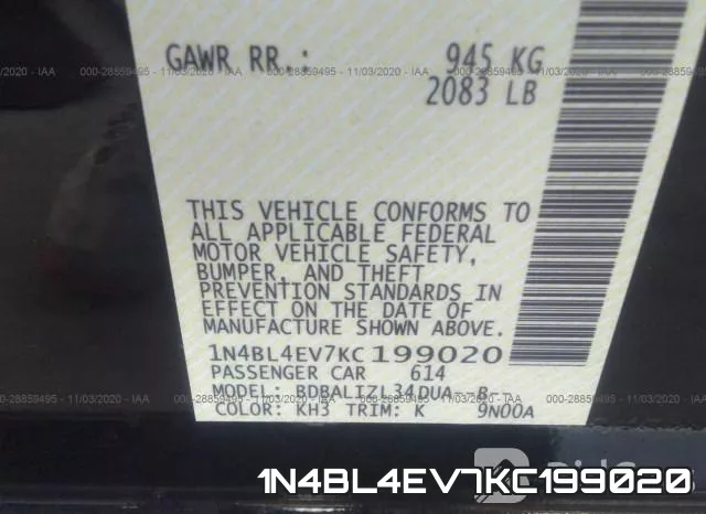 1N4BL4EV7KC199020 фото 10