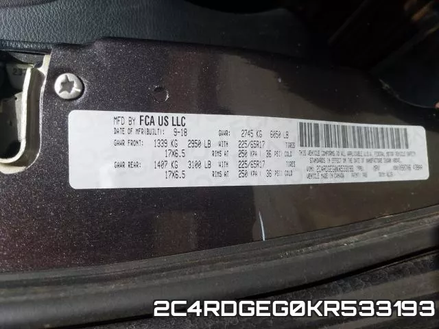 2C4RDGEG0KR533193 фото 2