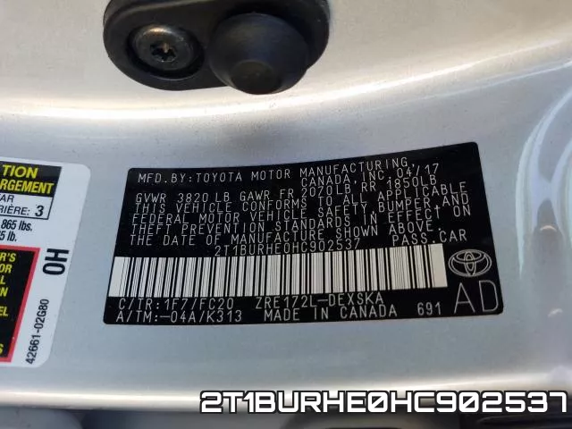 2T1BURHE0HC902537 фото 2