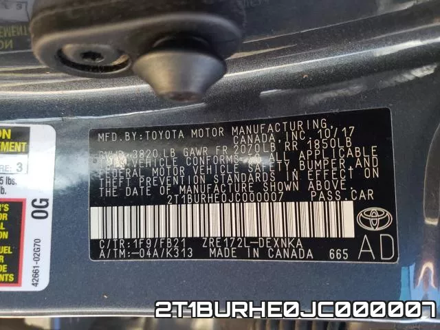 2T1BURHE0JC000007 фото 2
