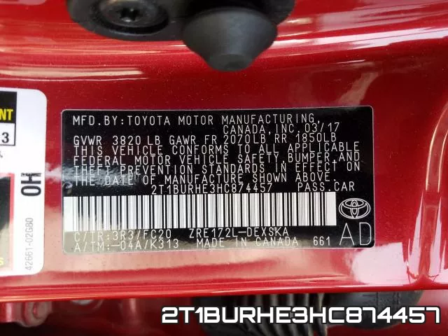 2T1BURHE3HC874457 фото 2