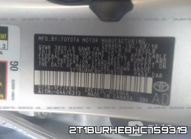 2T1BURHE8HC759319 фото 10