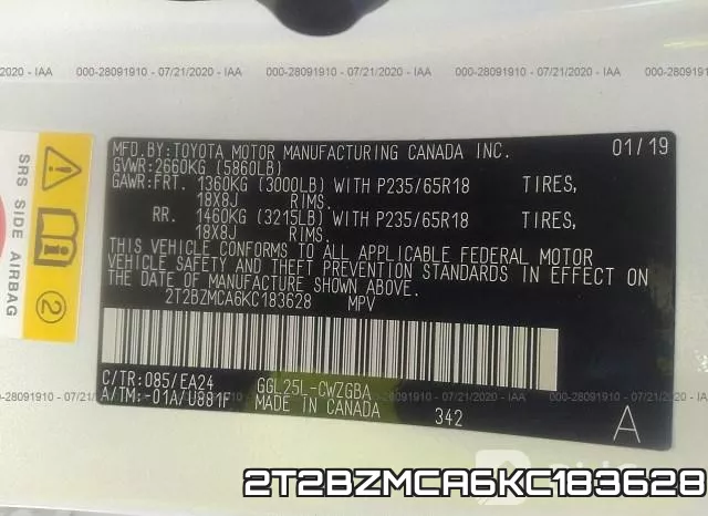 2T2BZMCA6KC183628 фото 10