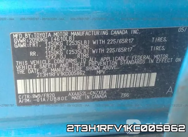2T3H1RFV1KC005862 фото 10