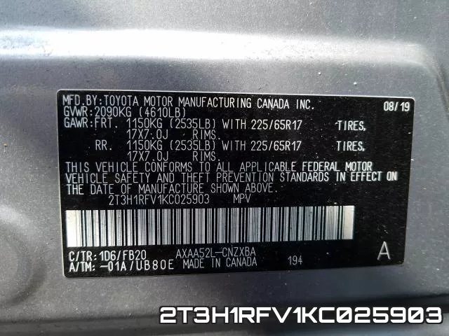 2T3H1RFV1KC025903 фото 2