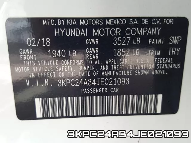 3KPC24A34JE021093 фото 2
