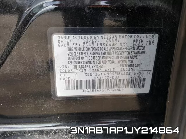 3N1AB7AP1JY214864 фото 2