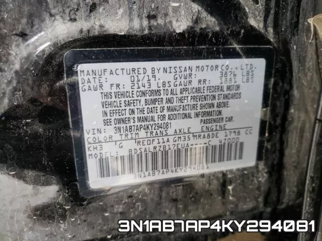 3N1AB7AP4KY294081 фото 2