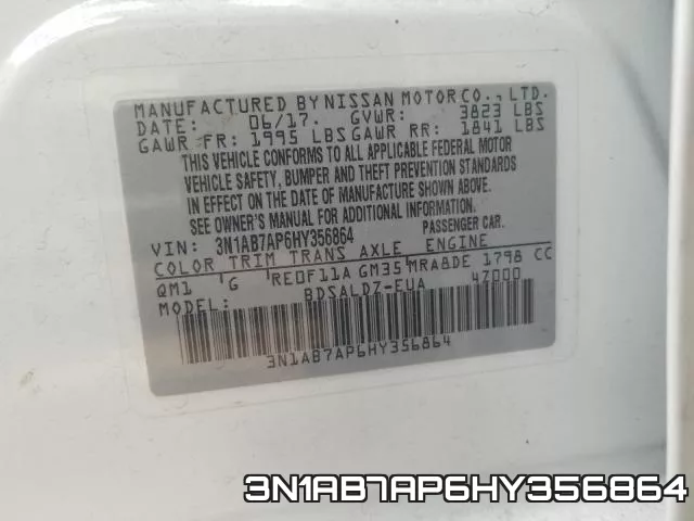 3N1AB7AP6HY356864 фото 2