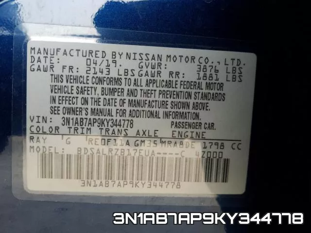 3N1AB7AP9KY344778 фото 2