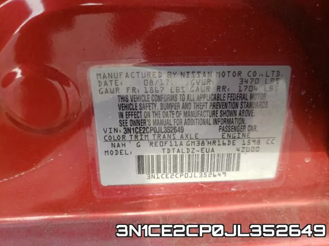 3N1CE2CP0JL352649 фото 2