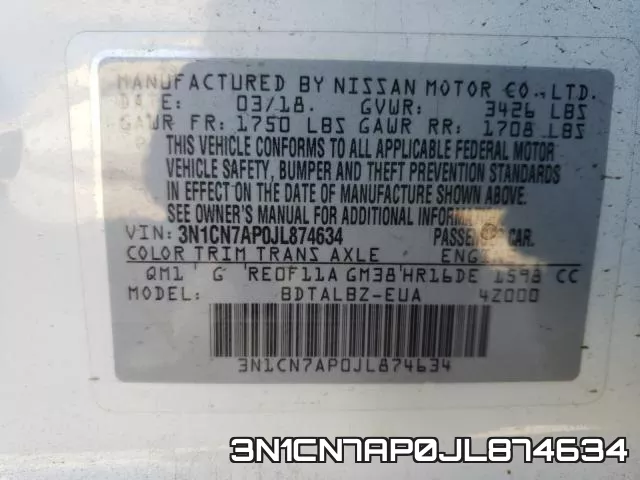 3N1CN7AP0JL874634 фото 2