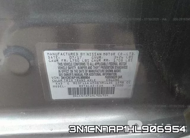 3N1CN7AP1HL906954 фото 10