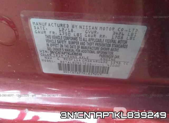 3N1CN7AP7KL839249 фото 10