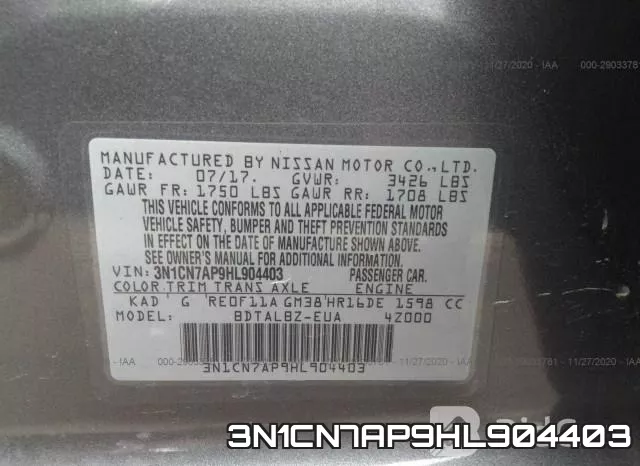 3N1CN7AP9HL904403 фото 10