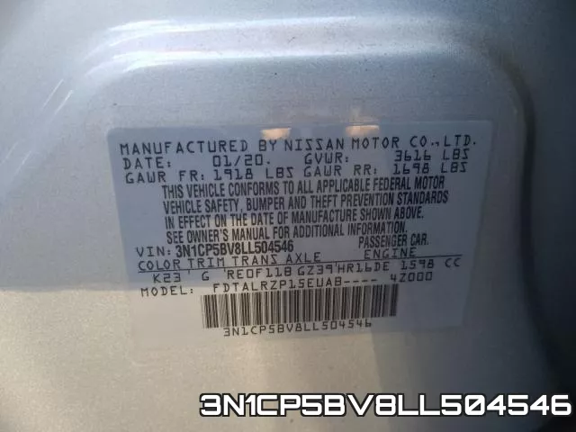 3N1CP5BV8LL504546 фото 2