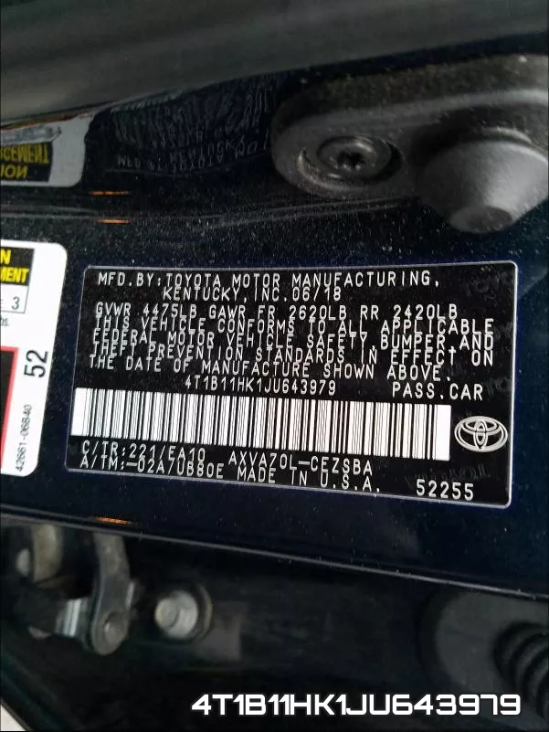 4T1B11HK1JU643979 фото 2