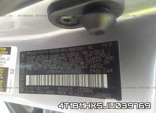 4T1B11HK5JU039769 фото 10