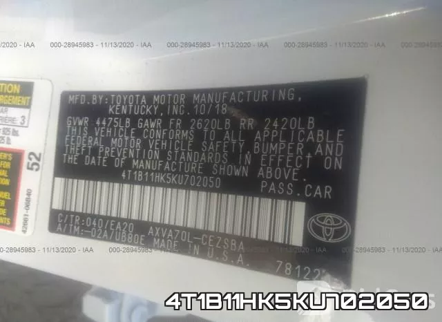 4T1B11HK5KU702050 фото 9