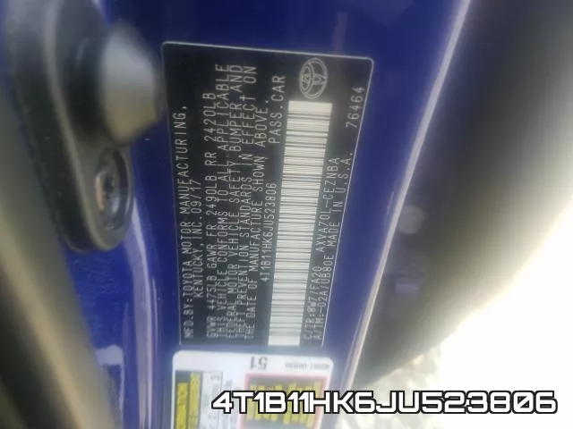 4T1B11HK6JU523806 фото 2