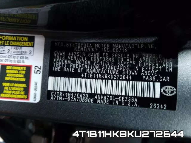 4T1B11HK8KU272644 фото 2