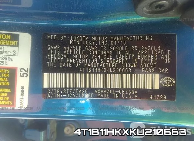 4T1B11HKXKU210663 фото 10