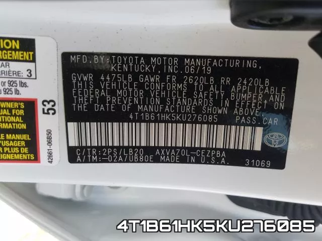 4T1B61HK5KU276085 фото 2
