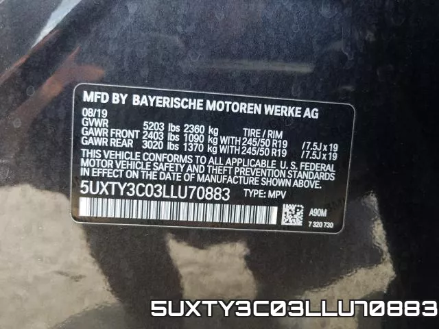 5UXTY3C03LLU70883 фото 2