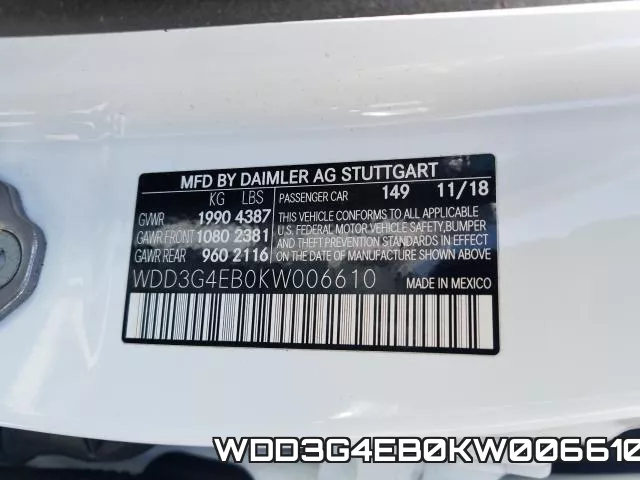 WDD3G4EB0KW006610 фото 2