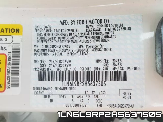 1LN6L9RP2H5637505 фото 2