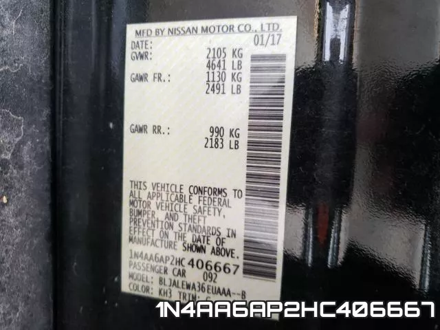 1N4AA6AP2HC406667 фото 2