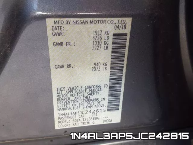 1N4AL3AP5JC242815 фото 2