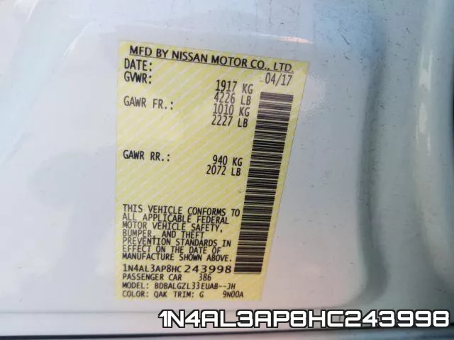 1N4AL3AP8HC243998 фото 2