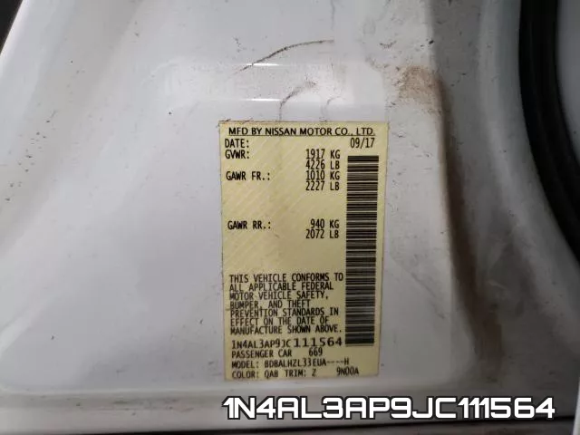 1N4AL3AP9JC111564 фото 2