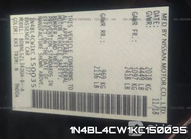 1N4BL4CW1KC150035 фото 10