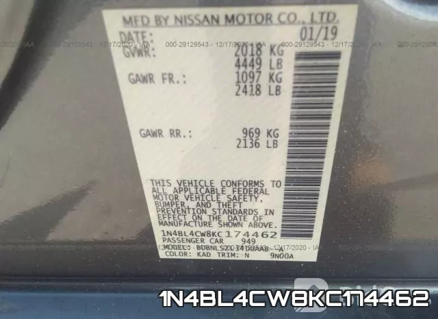 1N4BL4CW8KC174462 фото 10