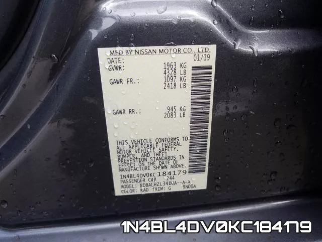 1N4BL4DV0KC184179 фото 2